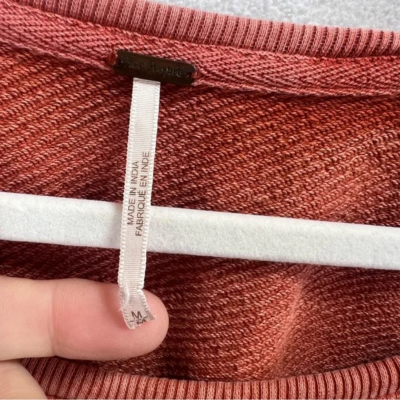 Free People Jackson Wyoming Sweatshirt Size M Oversized Flannel Back Rust/Orange - Picture 6 of 11